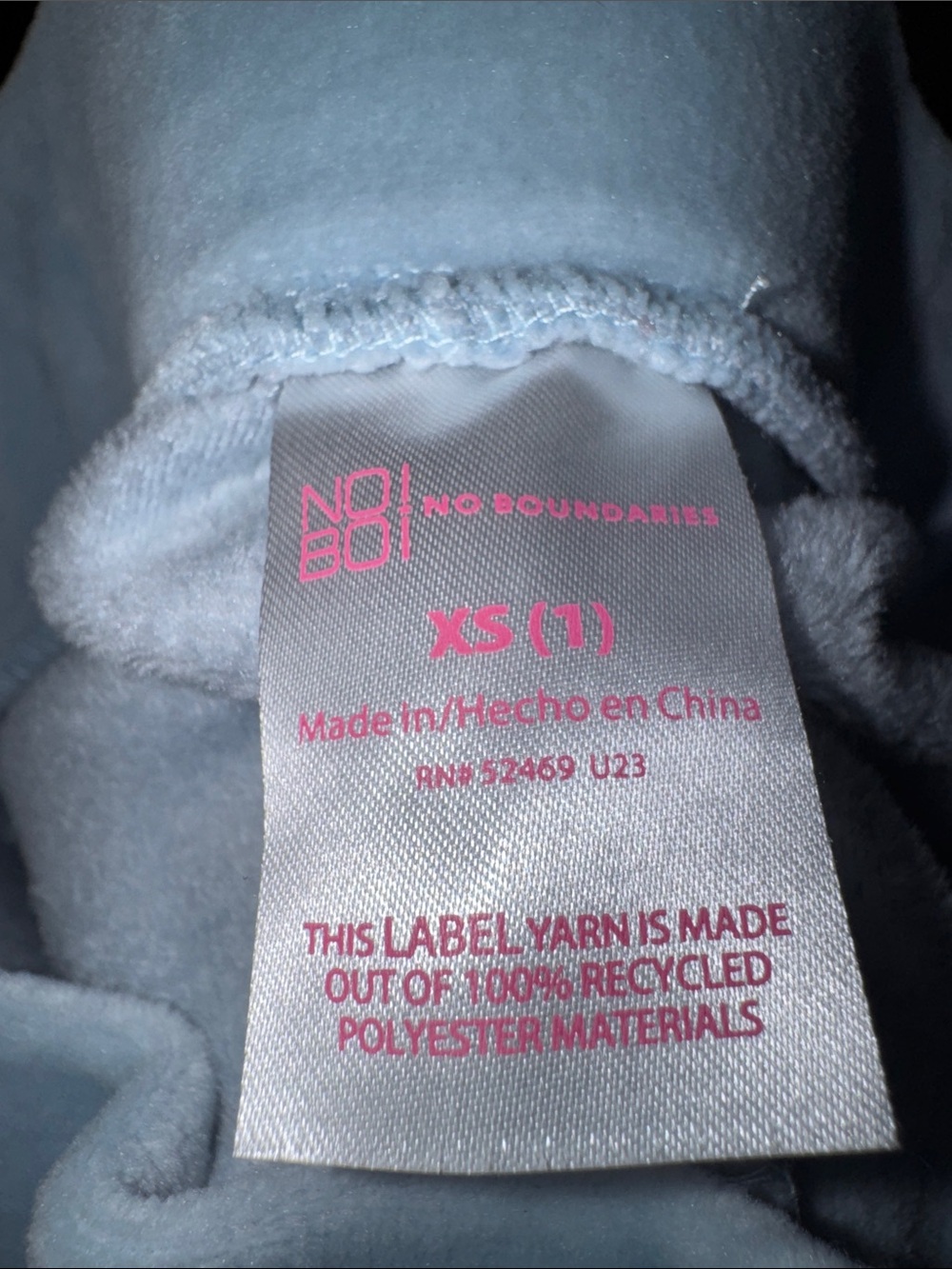 No Boundaries Light Blue Plush Velour Flare Pants & Zip Hoodie Set - Picture 7 of 8